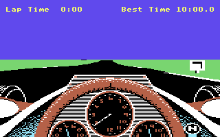 The start of the Nürburgring practice lap in the Commodore 64 version