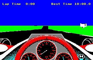 The first glimpse of the Nürburgring track on the BBC Micro, complete with wall of death